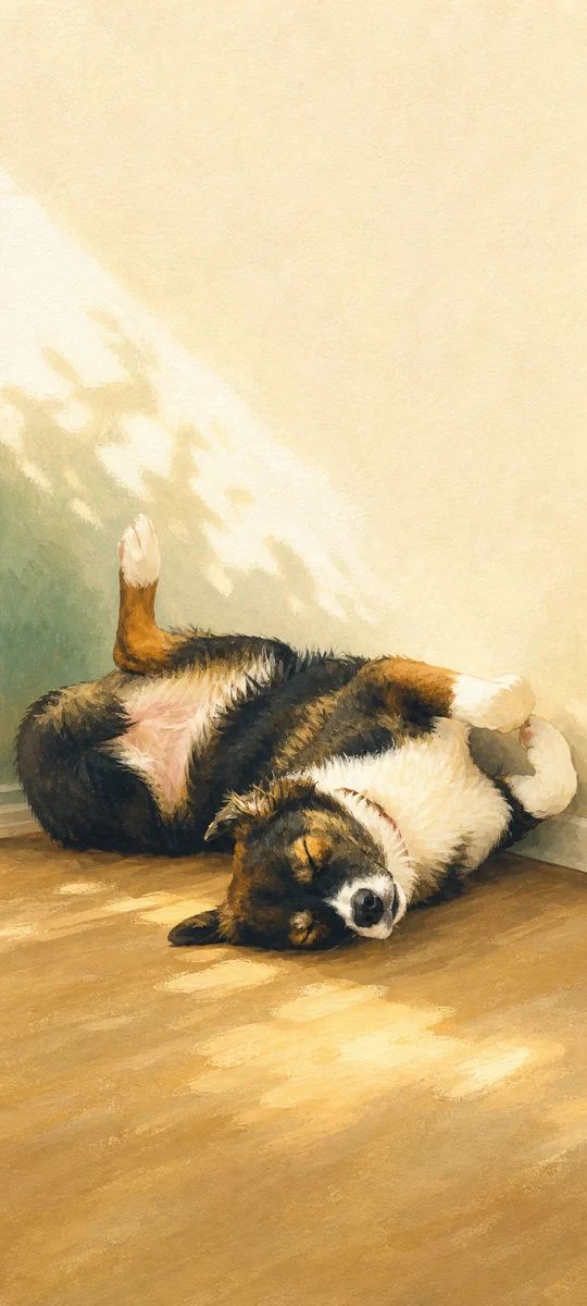 Mila schläft gemalt kopfüber