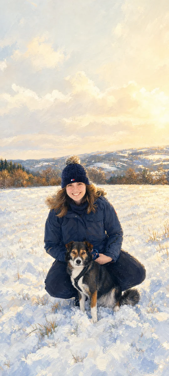 Joelle und Mila als leuchtendes Winterbild